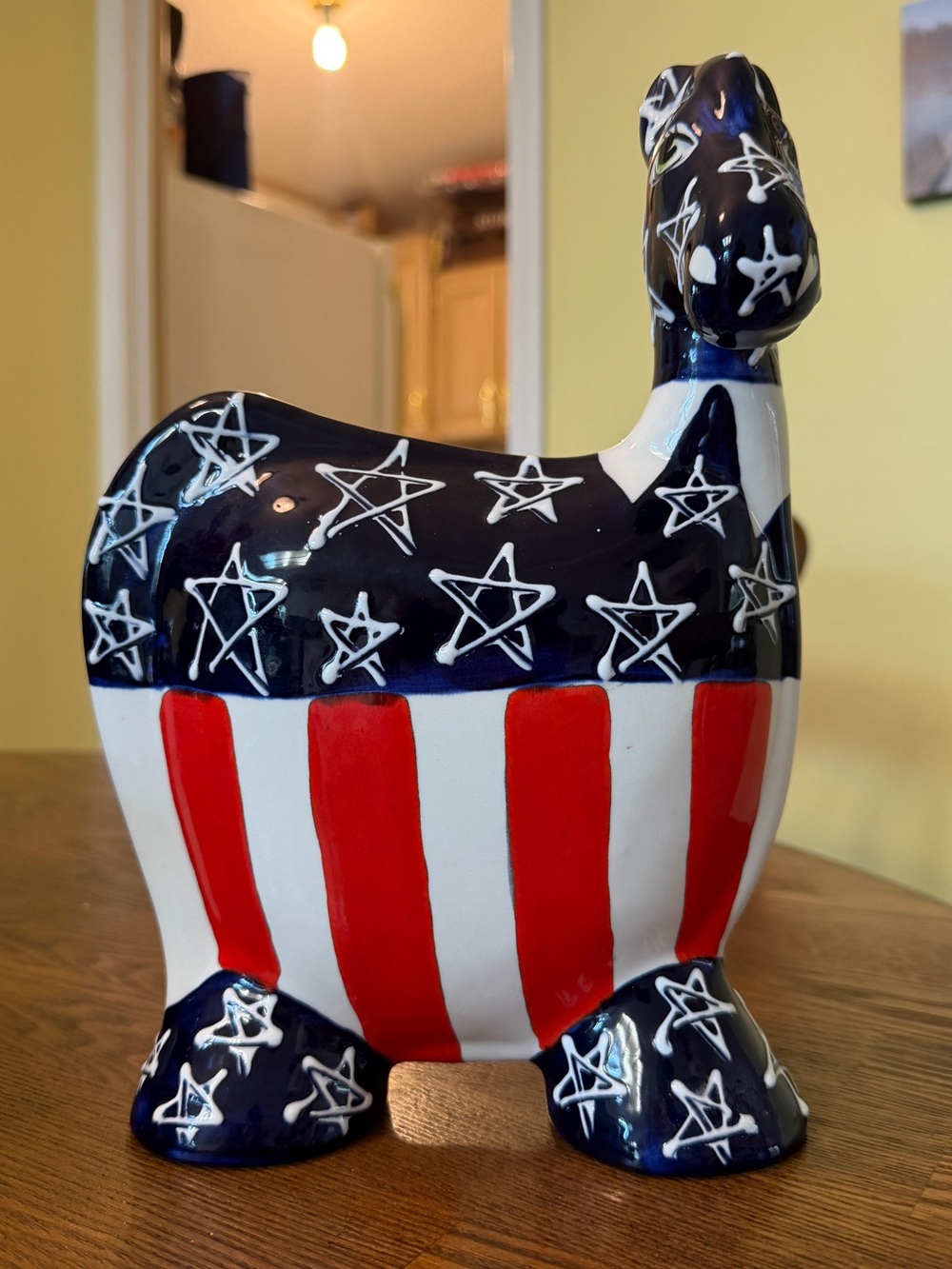 Patriotic Star-Striped Ceramic Home Art Figurine - Red, White & Blue by turov